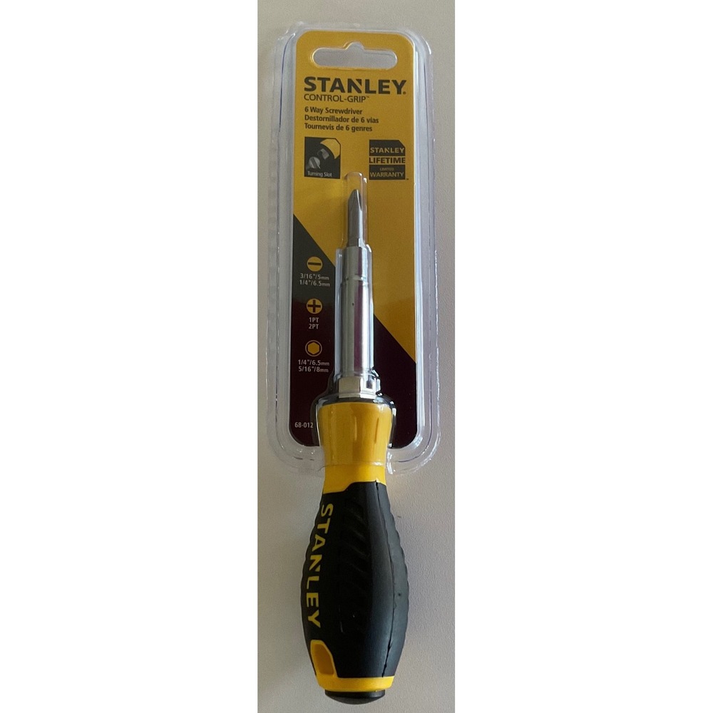 Stanley 68-012 Control-Grip 6 Way Multi Bit Screwdriver Yellow Black Hand Tool